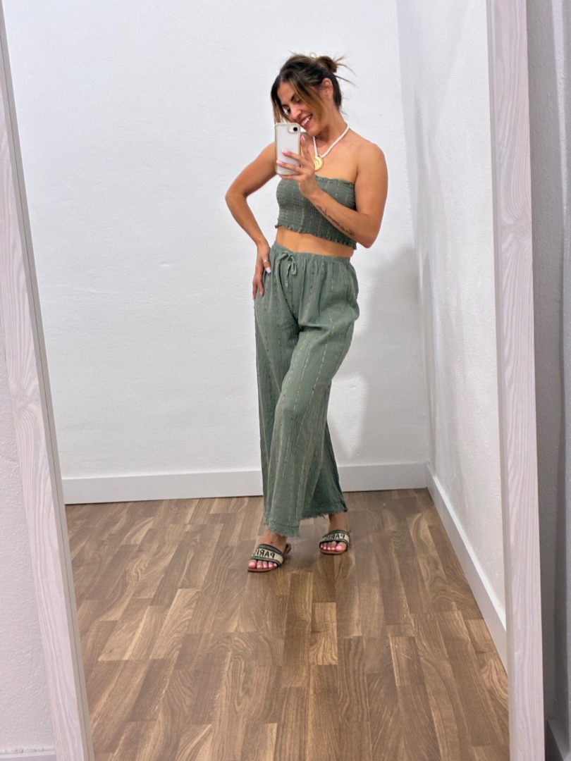 Pantalón de lino bolillos
