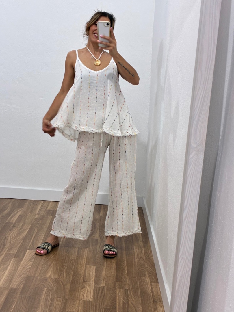 Pantalón de lino bolillos