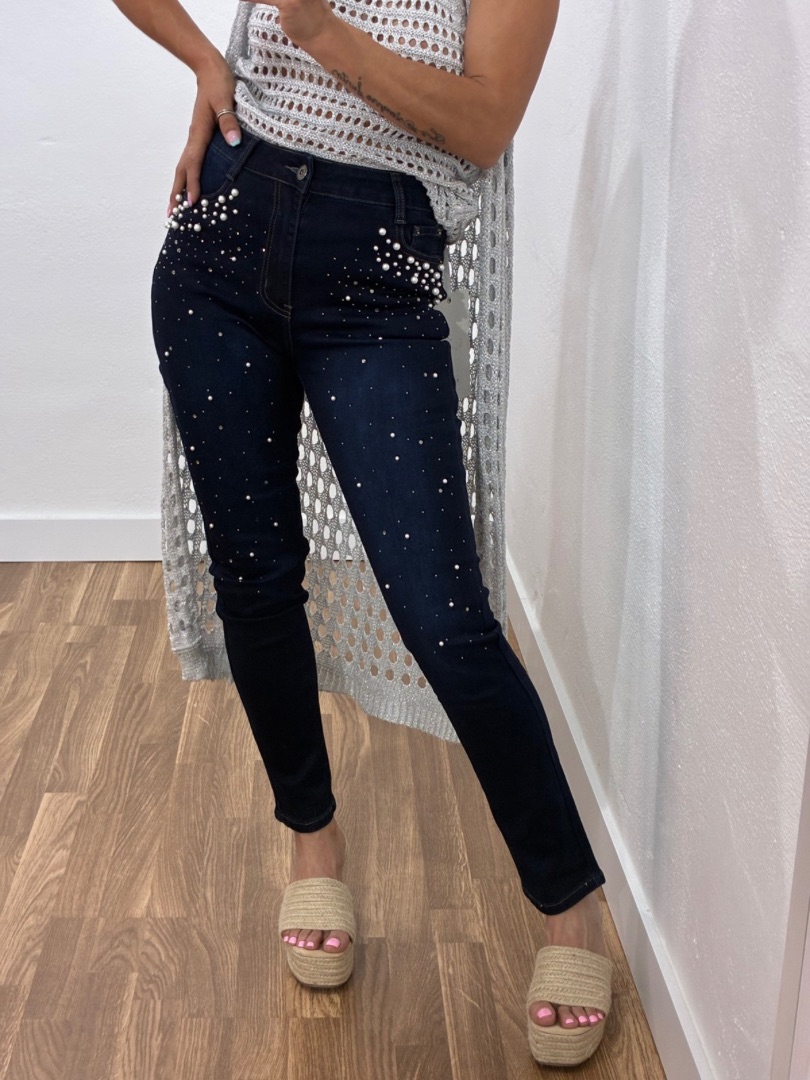 Jeans perlas y strass