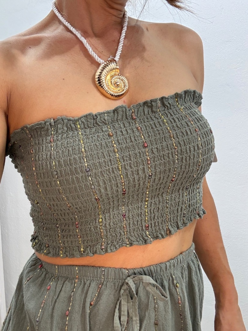 Top de lino bolillos