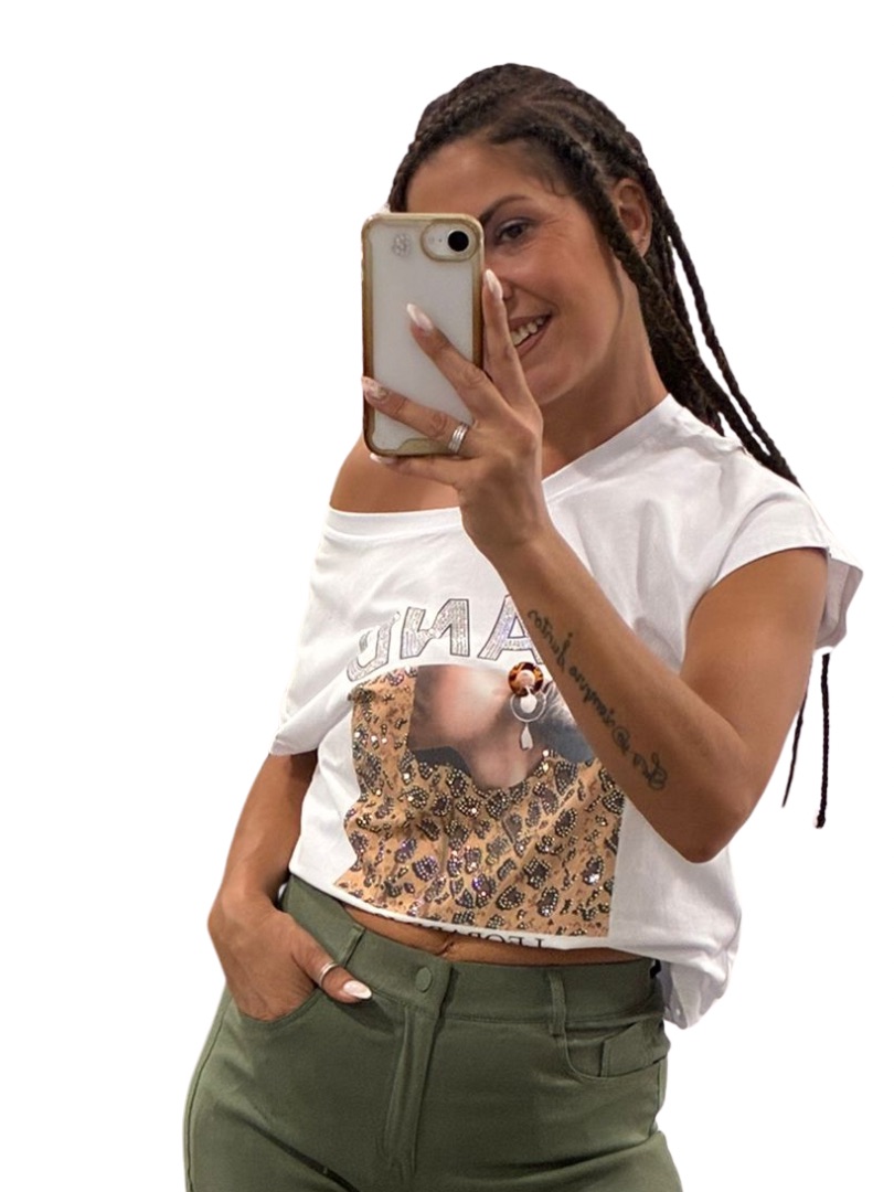 Camiseta strass leopard
