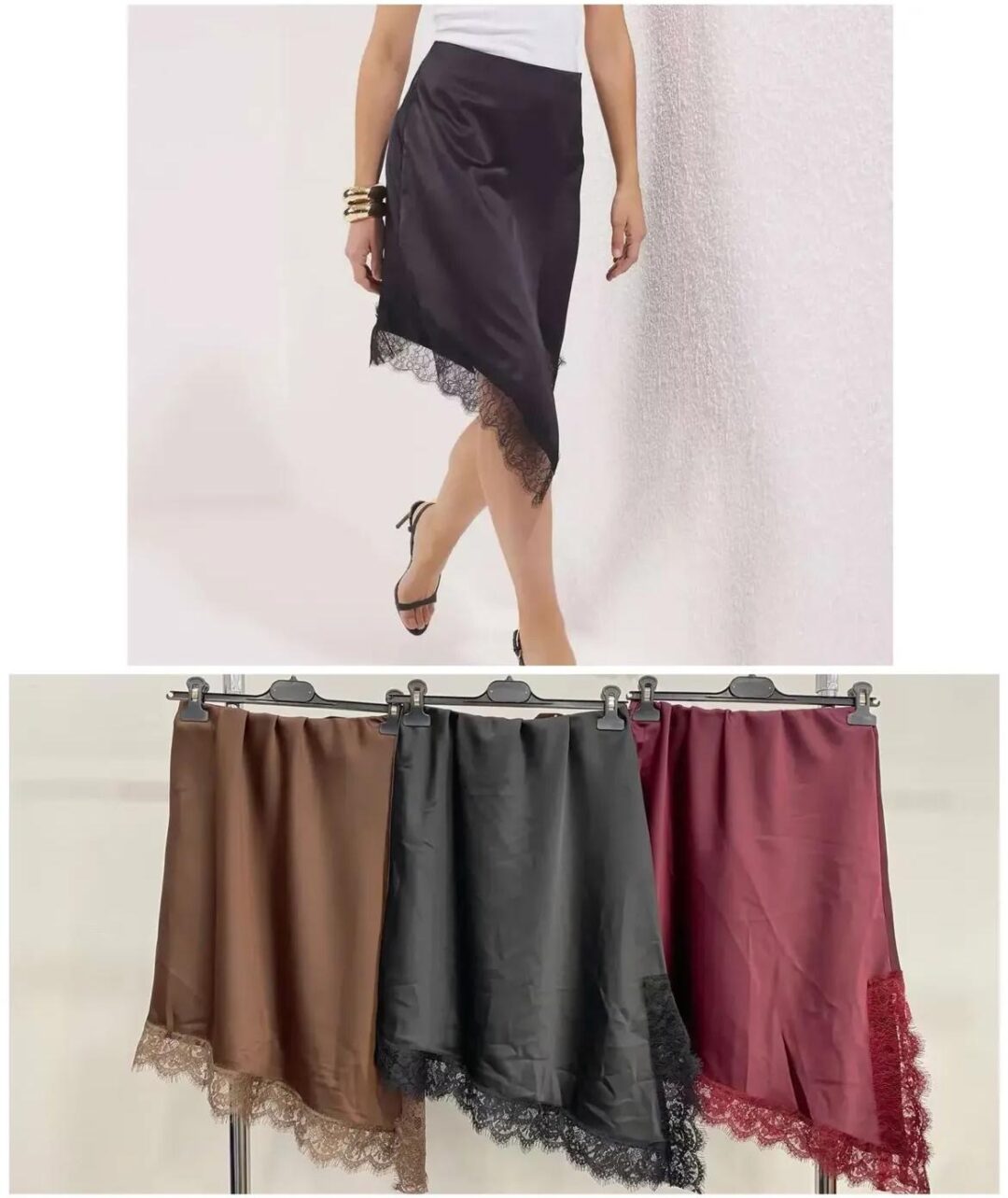 Falda satén asimétrica