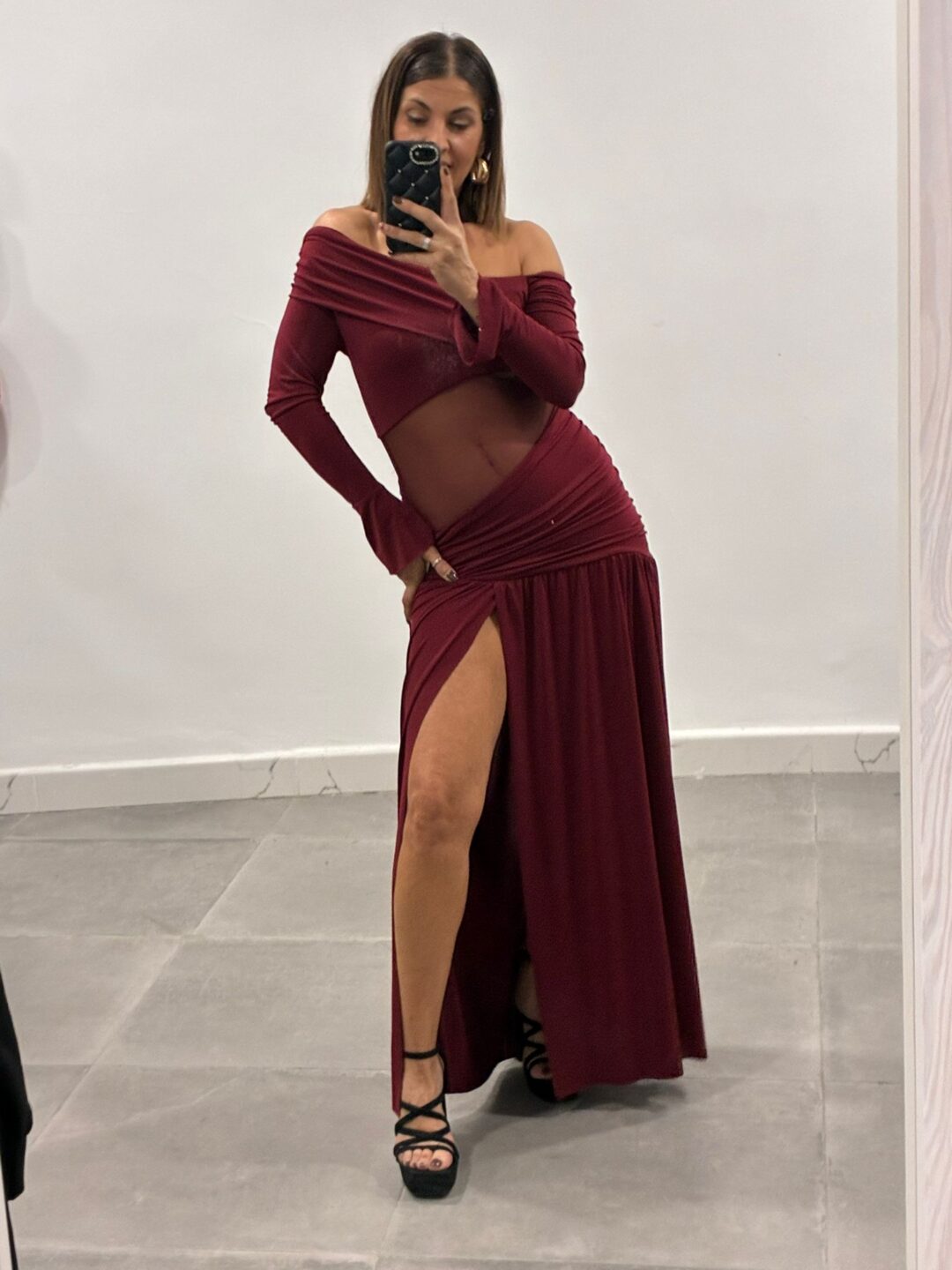 Vestido largo fruncido