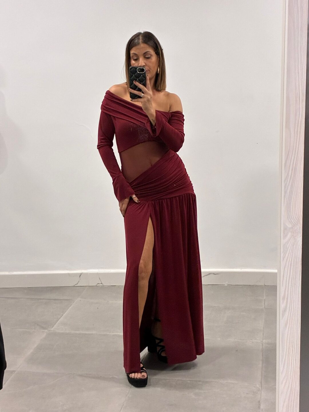 Vestido largo fruncido