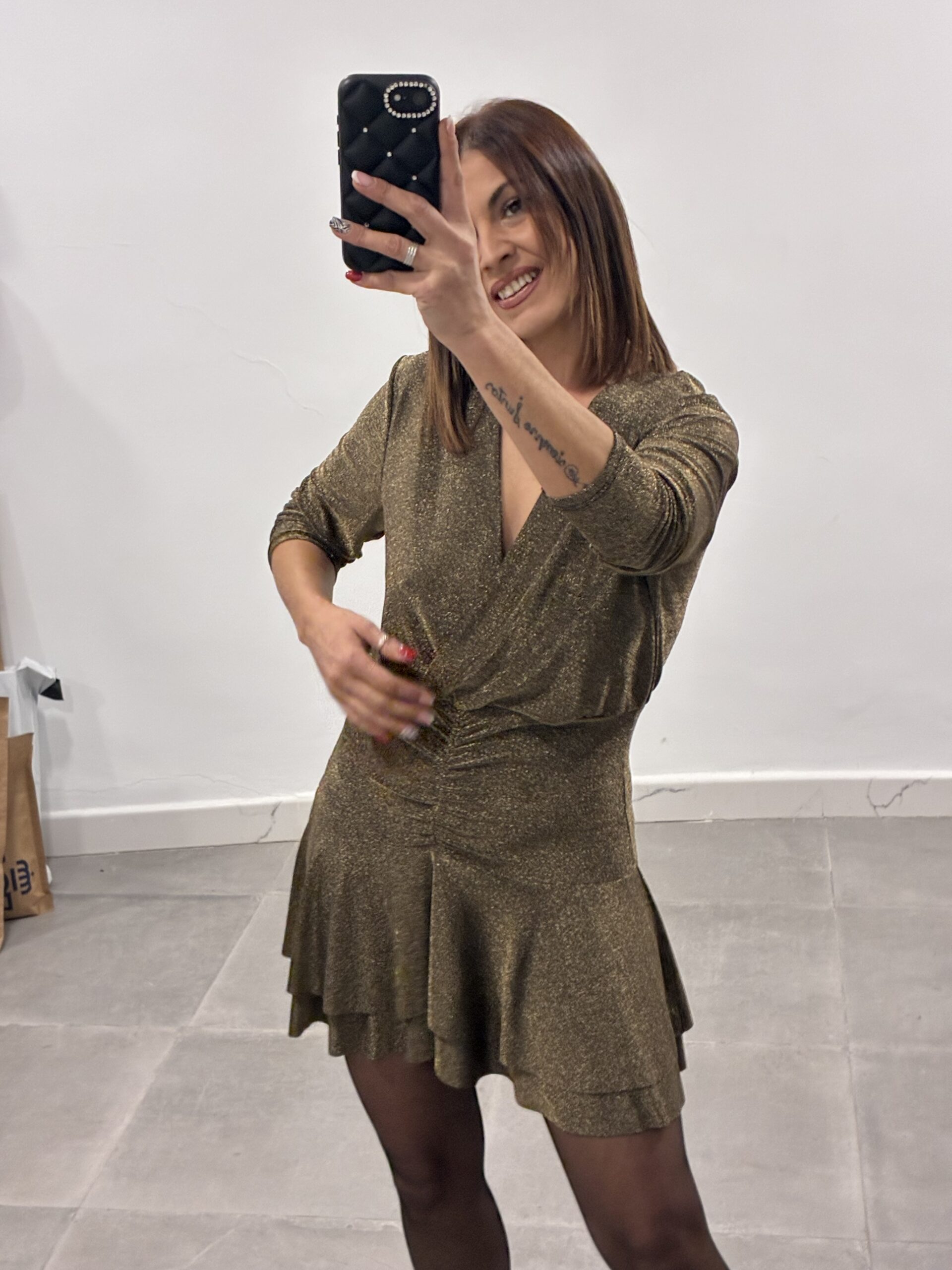 Vestido lurex fruncido